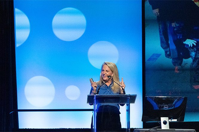 photo of Kim Spears giving a talk